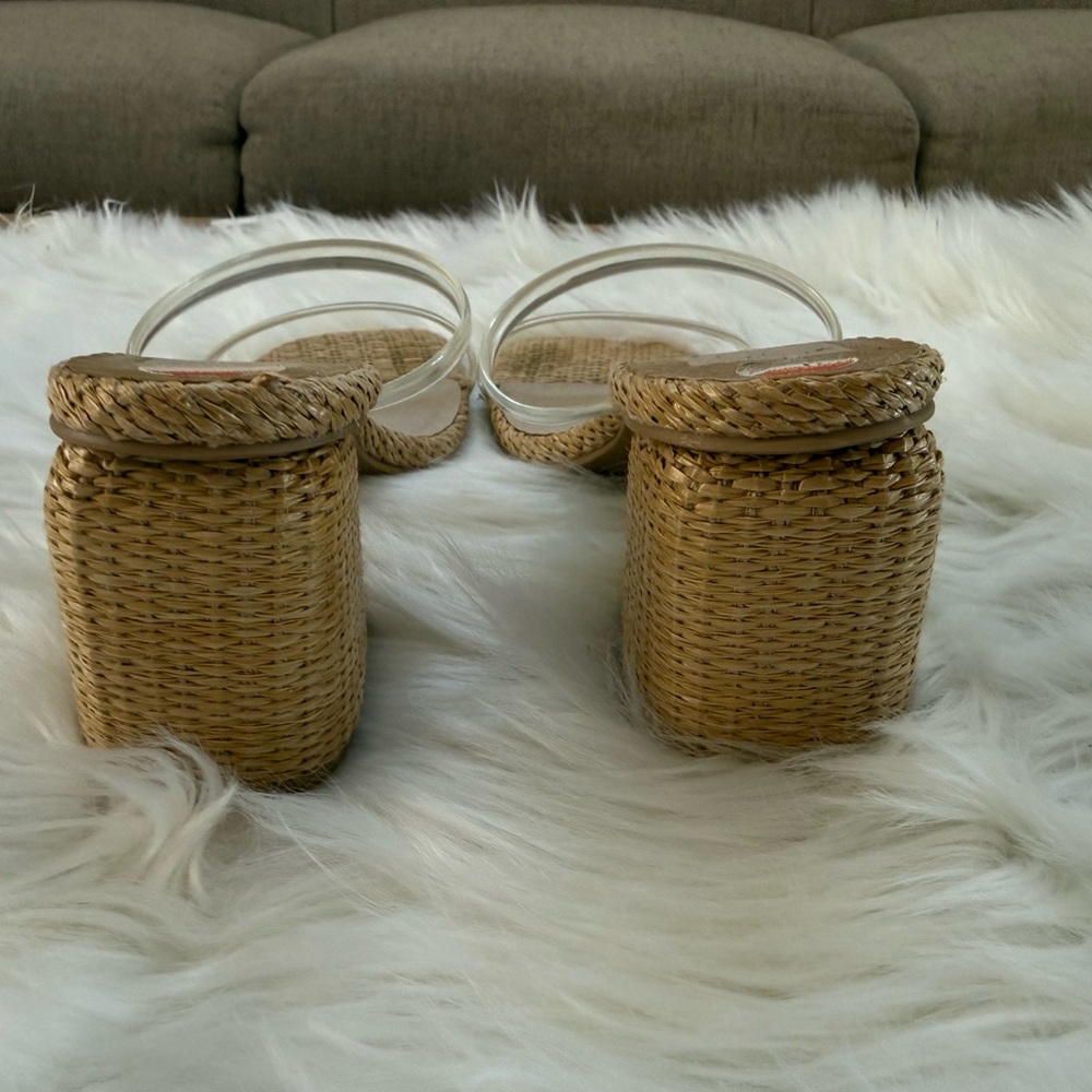 Dolce Vita Tan Woven Wedge Sandals with Clear Straps - Picture 2 of 6